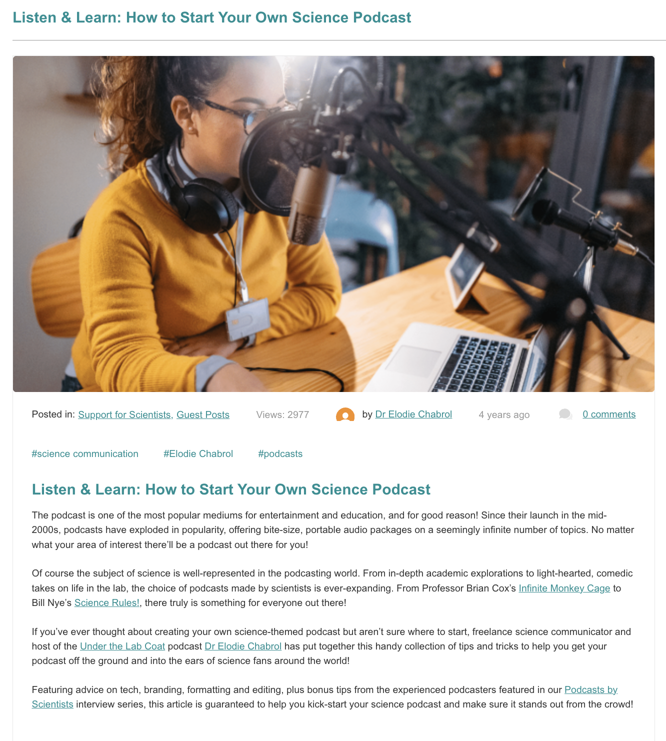 Hello Bio: “How to Start Your Own Science Podcast”